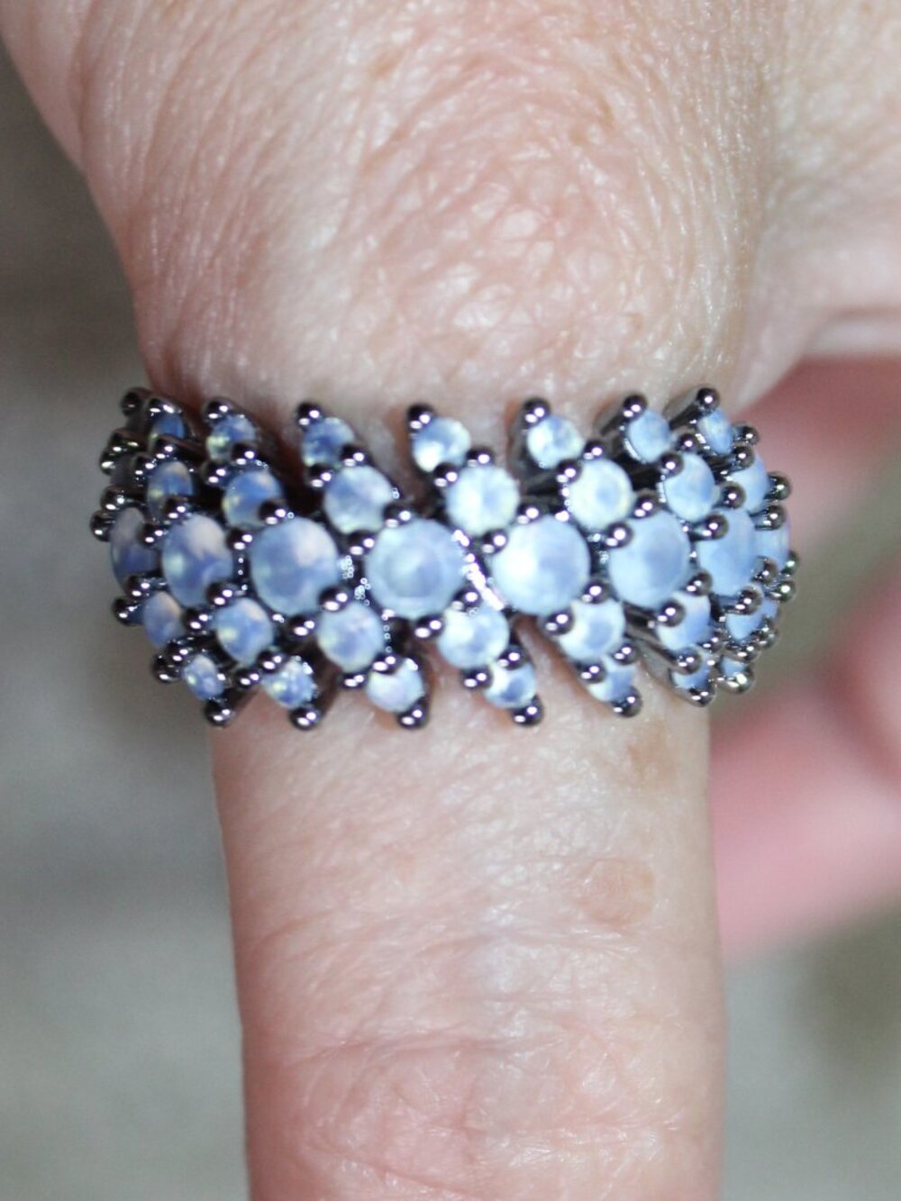 Bomb Party Size 10 Silver-tone Multi-Round Light Blue Crystal Cocktail Ring